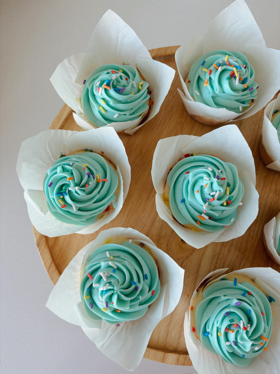 Colorful birthday cupcakes with sprinkles